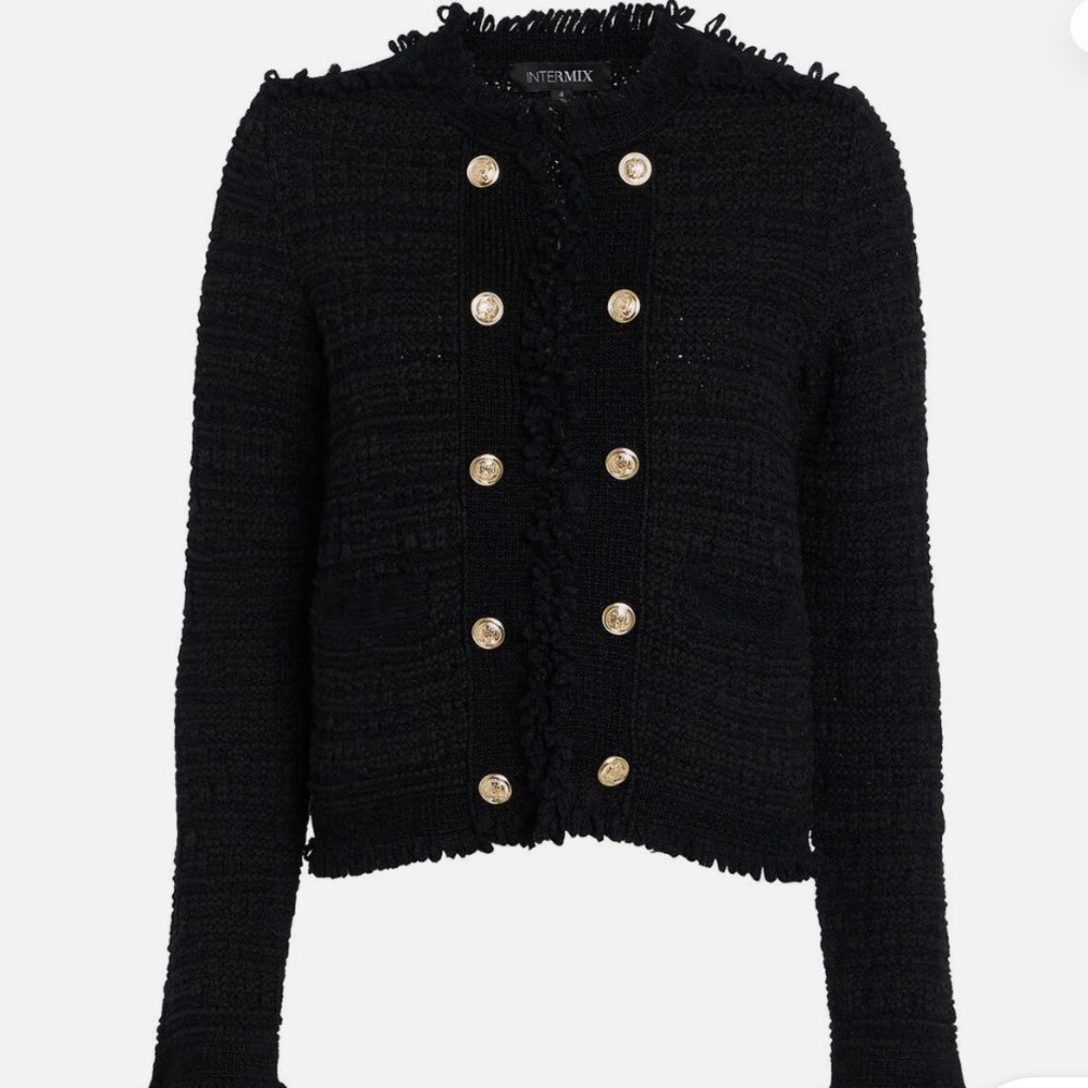 INTERMIX Tweed Lila Knit Lady Jacket, Black size 6